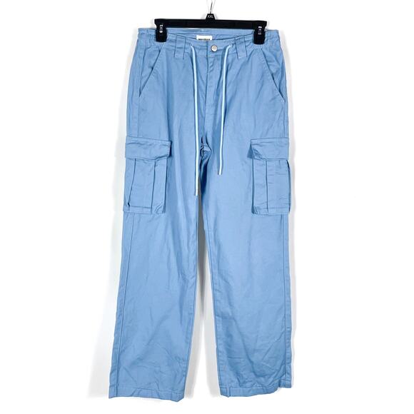 Superdown Bobbi Cargo Pants Blue High Rise Pockets Twill Drawstring Sz S - Picture 5 of 12